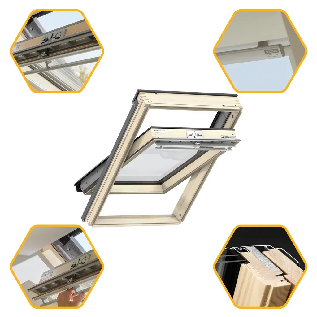 Okno dachowe 78x118 3 szybowe drewniane Velux GLL MK06 1061