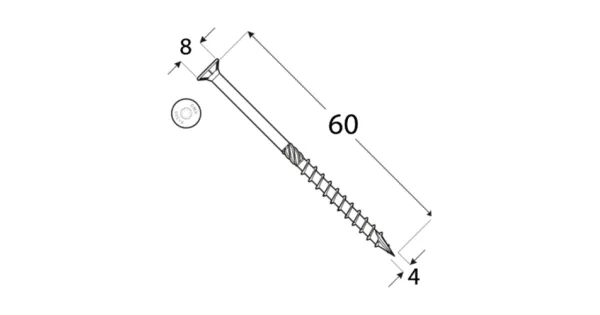 WKRĘTY CIESIELSKIE DO DREWNA STOŻKOWE 4x60 TORX TX20 5KG DOMAX