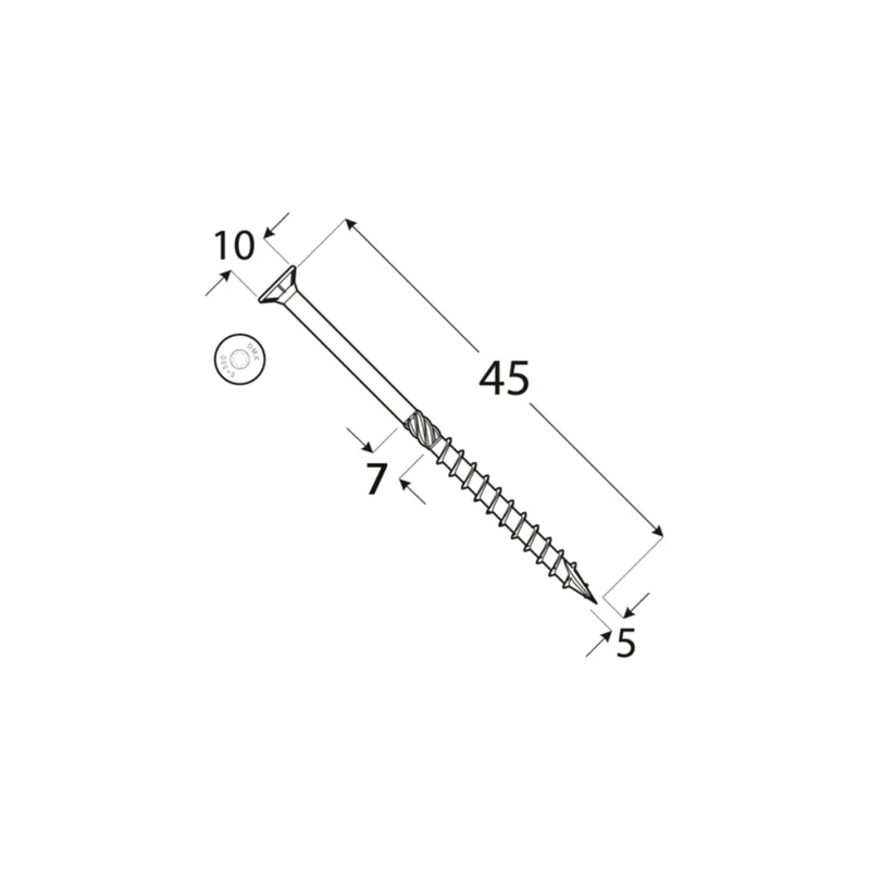 WKRĘTY CIESIELSKIE DO DREWNA STOŻKOWE 5x45 TORX TX25 5KG DOMAX