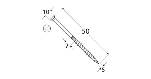 WKRĘTY CIESIELSKIE DO DREWNA STOŻKOWE 5x50 TORX TX25 5KG DOMAX