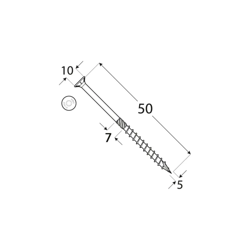 WKRĘTY CIESIELSKIE DO DREWNA STOŻKOWE 5x50 TORX TX25 5KG DOMAX