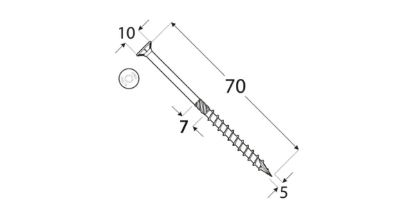 WKRĘTY CIESIELSKIE DO DREWNA STOŻKOWE 5x70 TORX TX25 5KG DOMAX