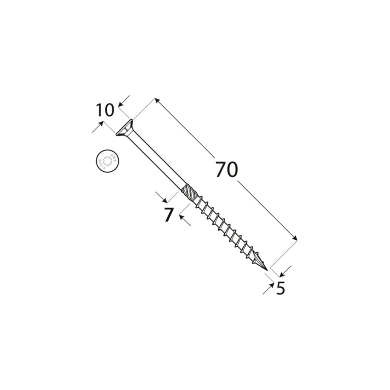 WKRĘTY CIESIELSKIE DO DREWNA STOŻKOWE 5x70 TORX TX25 5KG DOMAX