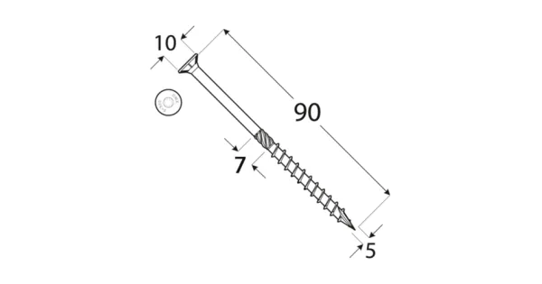 WKRĘTY CIESIELSKIE DO DREWNA STOŻKOWE 5x90 TORX TX25 5KG DOMAX