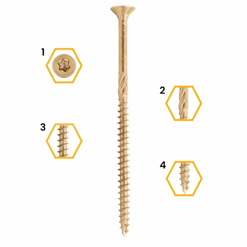 WKRĘTY CIESIELSKIE DO DREWNA 5x70 STOŻKOWE TORX 200szt WT-50070 AZMET