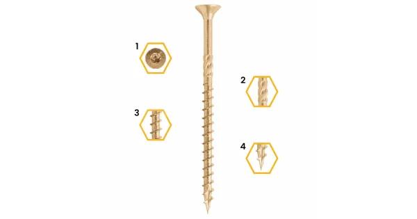 WKRĘTY CIESIELSKIE DO DREWNA 6x60 STOŻKOWE TORX 200szt WCS-06060 AZMET