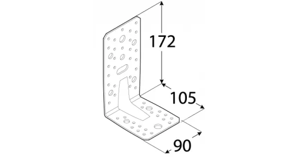 KP6 KĄTOWNIK CIESIELSKI ŁĄCZNIK Z PRZETŁOCZENIEM 172x105x90x3 10szt DOMAX