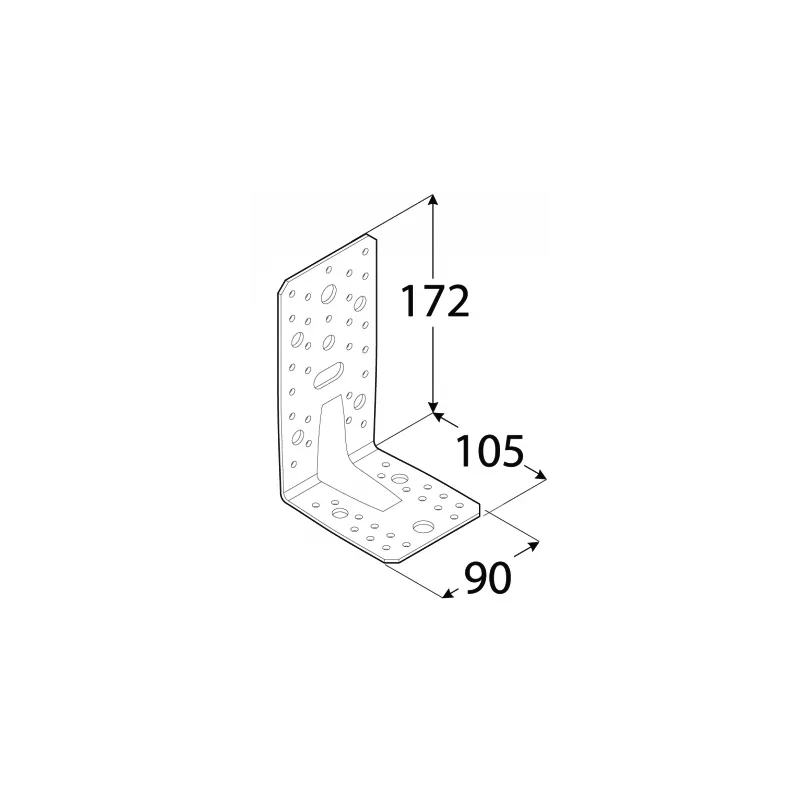 KP6 KĄTOWNIK CIESIELSKI ŁĄCZNIK Z PRZETŁOCZENIEM 172x105x90x3 10szt DOMAX