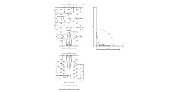 KP6 KĄTOWNIK CIESIELSKI ŁĄCZNIK Z PRZETŁOCZENIEM 172x105x90x3 10szt DOMAX