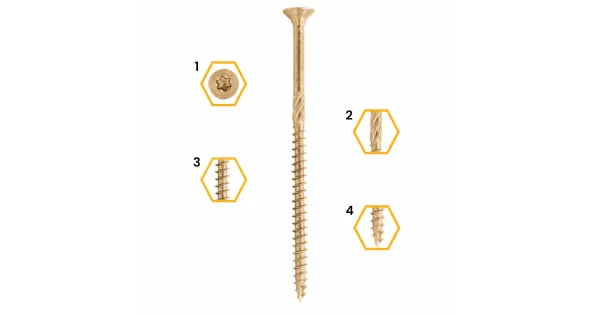WKRĘTY CIESIELSKIE DO DREWNA 4x60 STOŻKOWE TORX 200szt WT-40060 AZMET