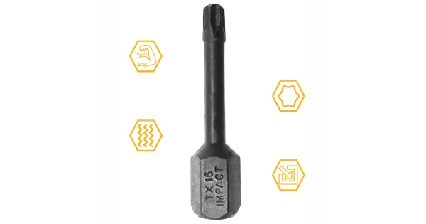 BIT KOŃCÓWKA UDAROWA TX 15 30mm GWIAZDKOWY TORX TORSION IMPACT COBIT 1szt