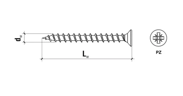 WKRĘTY HARTOWANE DO DREWNA 3,5x25 STOŻKOWE PZ2 OCYNK KLIMAS BLISTER 45 szt BWK-35025