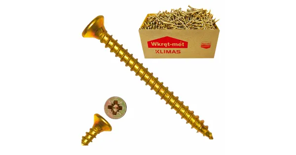 WKRĘTY HARTOWANE DO DREWNA 4,5x45 STOŻKOWE PZ2 OCYNK KLIMAS 300 szt KMH-45045