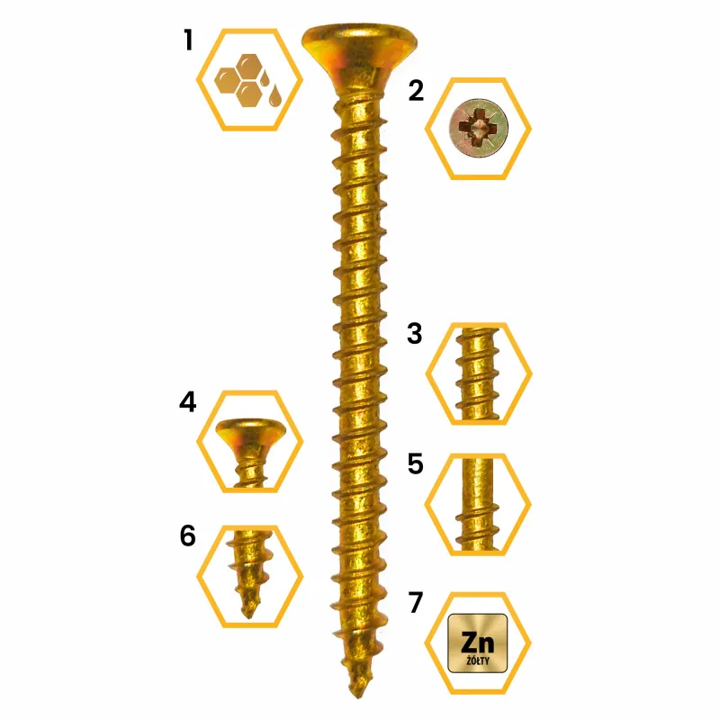 WKRĘTY HARTOWANE DO DREWNA 4,5x60 STOŻKOWE PZ2 OCYNK KLIMAS 250 szt KMH-45060