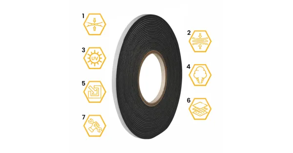TAŚMA ROZPRĘŻNA USZCZELKA DACHOWA DO OKIEN DRZWI 10MM 15MM 10mb CZARNA