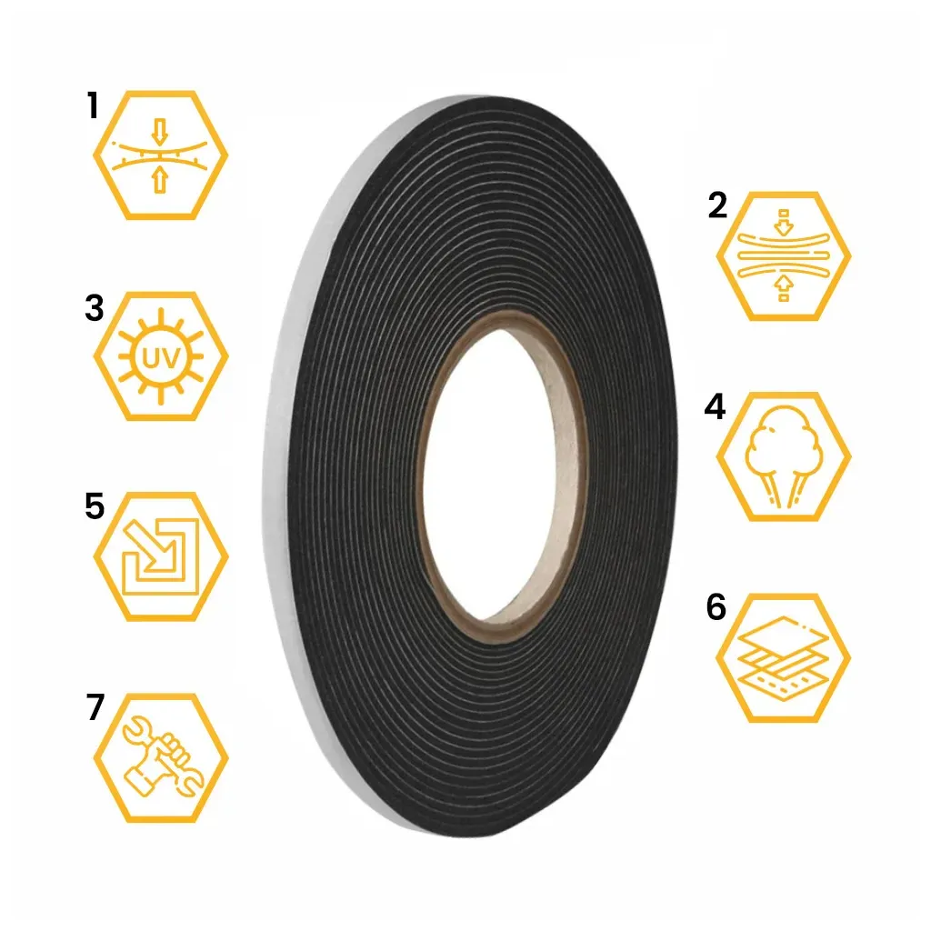 TAŚMA ROZPRĘŻNA USZCZELKA DACHOWA DO OKIEN DRZWI 10MM 15MM 10mb CZARNA