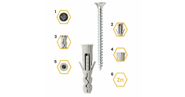 KOŁKI ROZPOROWE 6x30 Z WKRĘTEM 3,5x35 STOŻKOWE PZ2 BLISTER 22szt KLIMAS BKR-063535