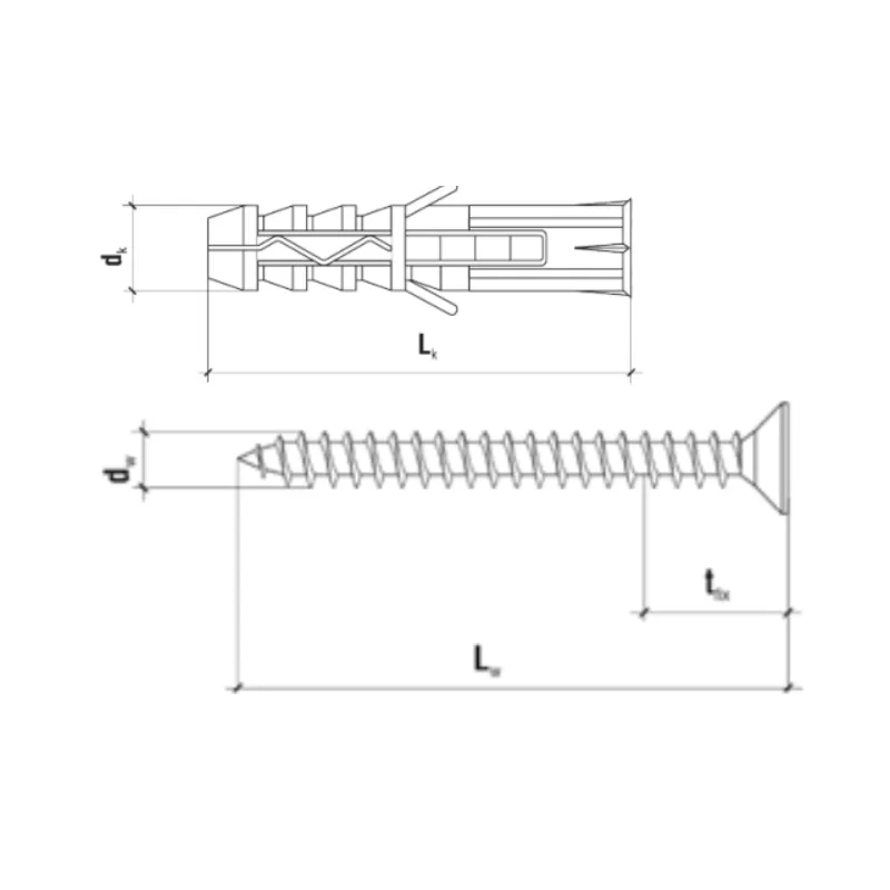 KOŁKI ROZPOROWE 8x50 Z WKRĘTEM 5x60 STOŻKOWE PZ2 BLISTER 8szt KLIMAS BKR-085060