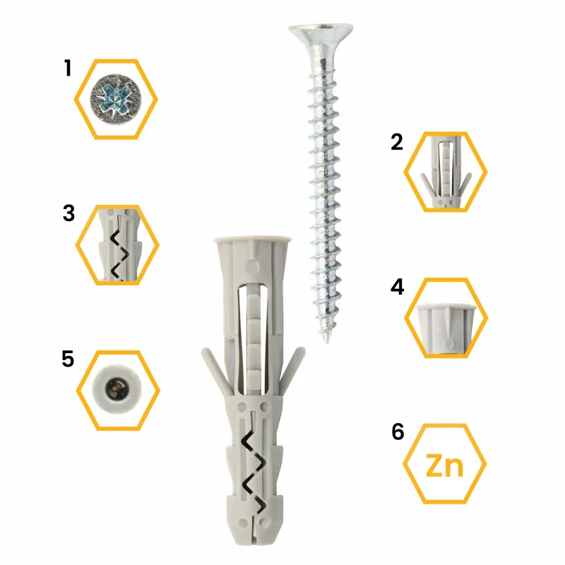 KOŁKI ROZPOROWE 8x50 Z WKRĘTEM 5x60 STOŻKOWE PZ2 BLISTER 8szt KLIMAS BKR-085060