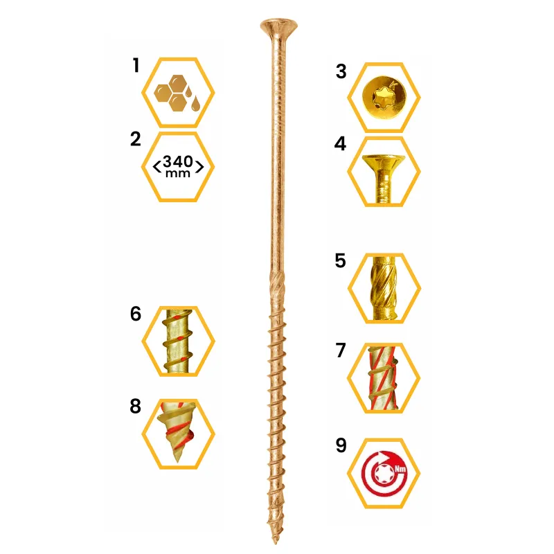 WKRĘTY CIESIELSKIE DO DREWNA 10x140 STOŻKOWE TORX 50szt KLIMAS WKCS-10140