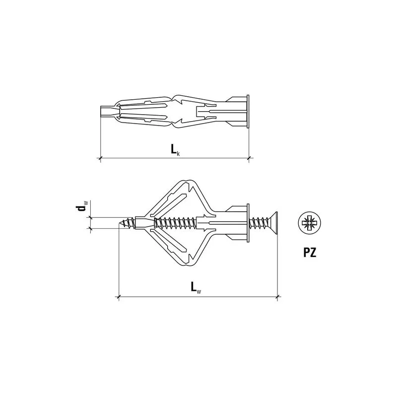 KOŁKI JOLKA DO PŁYT GK 10x50 Z WKRĘTEM 3,5x60 PARASOLKA BLISTER 7szt KLIMAS BGK-10