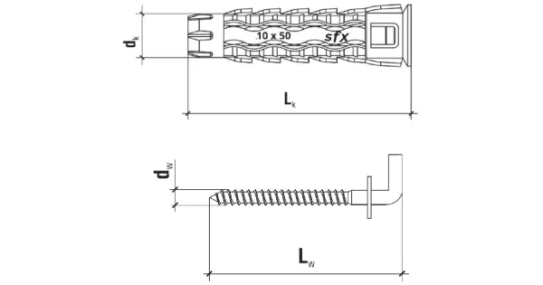 KOŁKI UNIWERSALNE Z HAKIEM PROSTYM 6x48 BLISTER 6szt KLIMAS                 BSFXL-06030048