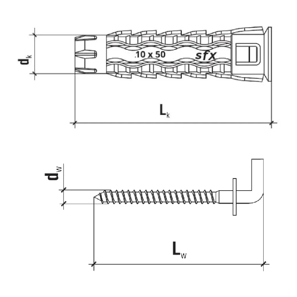 KOŁKI UNIWERSALNE Z HAKIEM PROSTYM 6x48 BLISTER 6szt KLIMAS                 BSFXL-06030048