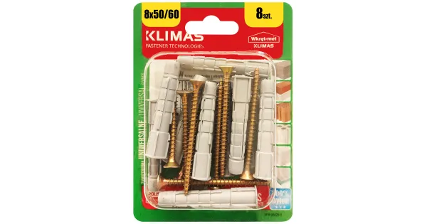 KOŁKI UNIWERSALNE 6x80 STOŻKOWE PZ2 OCYNK KLIMAS BLISTER 8szt BKW-08060