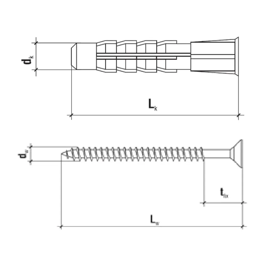 KOŁKI UNIWERSALNE 6x80 STOŻKOWE PZ2 OCYNK KLIMAS BLISTER 8szt BKW-08060