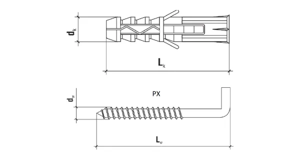 KOŁKI ROZPOROWE Z HAKIEM PROSTYM 6x40 BLISTER 12szt KLIMAS                  BP-06