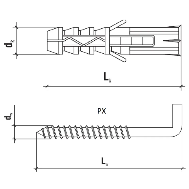 KOŁKI ROZPOROWE Z HAKIEM PROSTYM 6x40 BLISTER 12szt KLIMAS                  BP-06