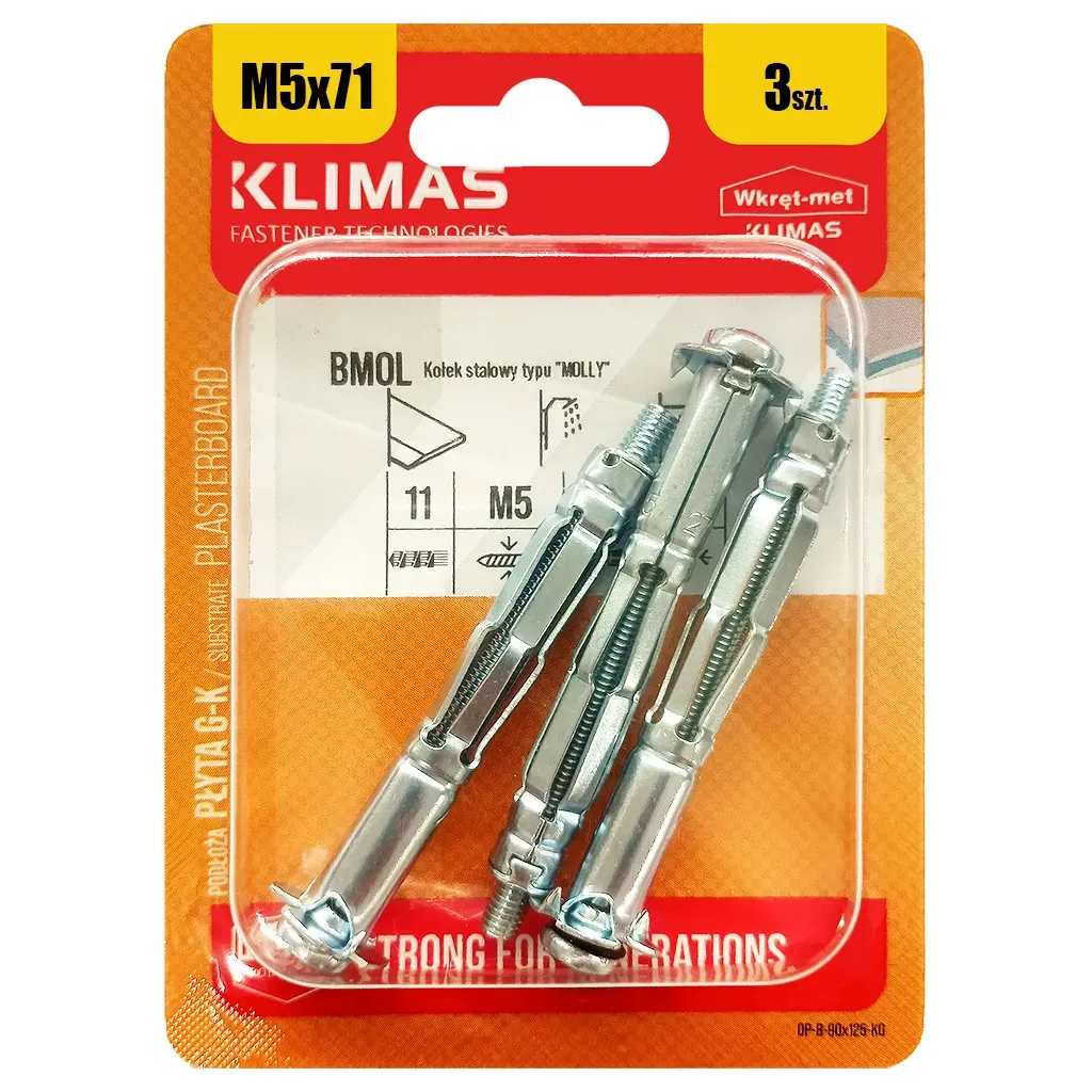 KOŁKI STALOWE MOLLY 5x71 BLISTER 3szt KLIMAS BMOL-05071