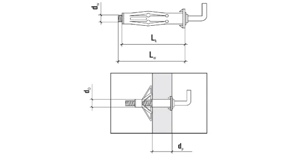 KOŁKI STALOWE MOLLY 4x32 Z HAKIEM PROSTYM BLISTER 4szt KLIMAS BMHP-04032