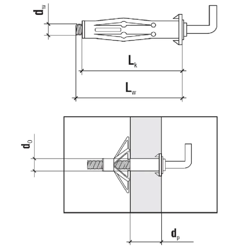 KOŁKI STALOWE MOLLY 4x32 Z HAKIEM PROSTYM BLISTER 4szt KLIMAS BMHP-04032