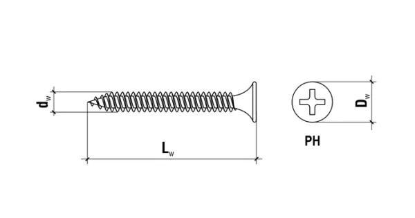 WKRĘTY DO PŁYT GK 3,5x35 DO METALU PH2 CZARNE 100szt KLIMAS BGM-35035