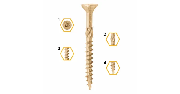 WKRĘTY CIESIELSKIE DO DREWNA 3,5x40 STOŻKOWE TORX 500szt  WT-35040 AZMET